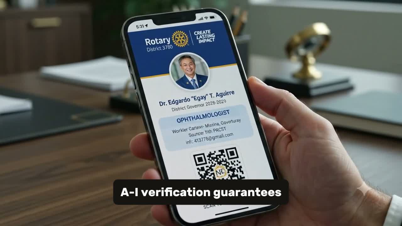 A District 3780 Rotary Digital ID displayed on a phone